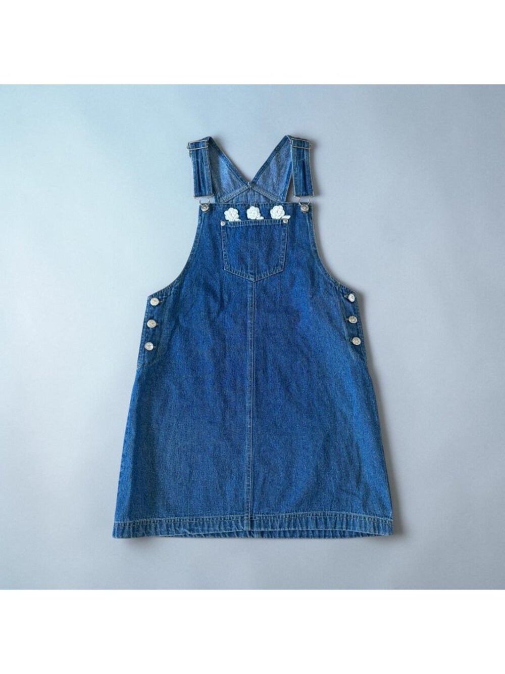 90s Denim Dress Size Small Blue Jean Vintage Cotton BJS Button Down Teacher